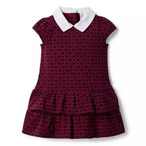 Janie and Jack Floral Drop Waist Jacquard Red and Blue Dress